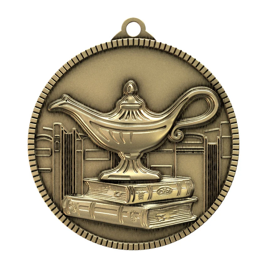 Antique Book and Lamp Classic Legacy Medallion (2") 1