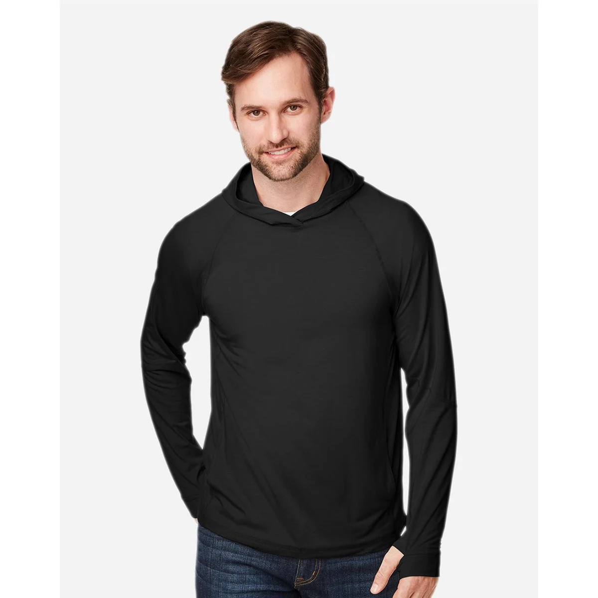 Unisex JAQ Stretch Performance Hooded Long Sleeve T-Shirt - NE105 1