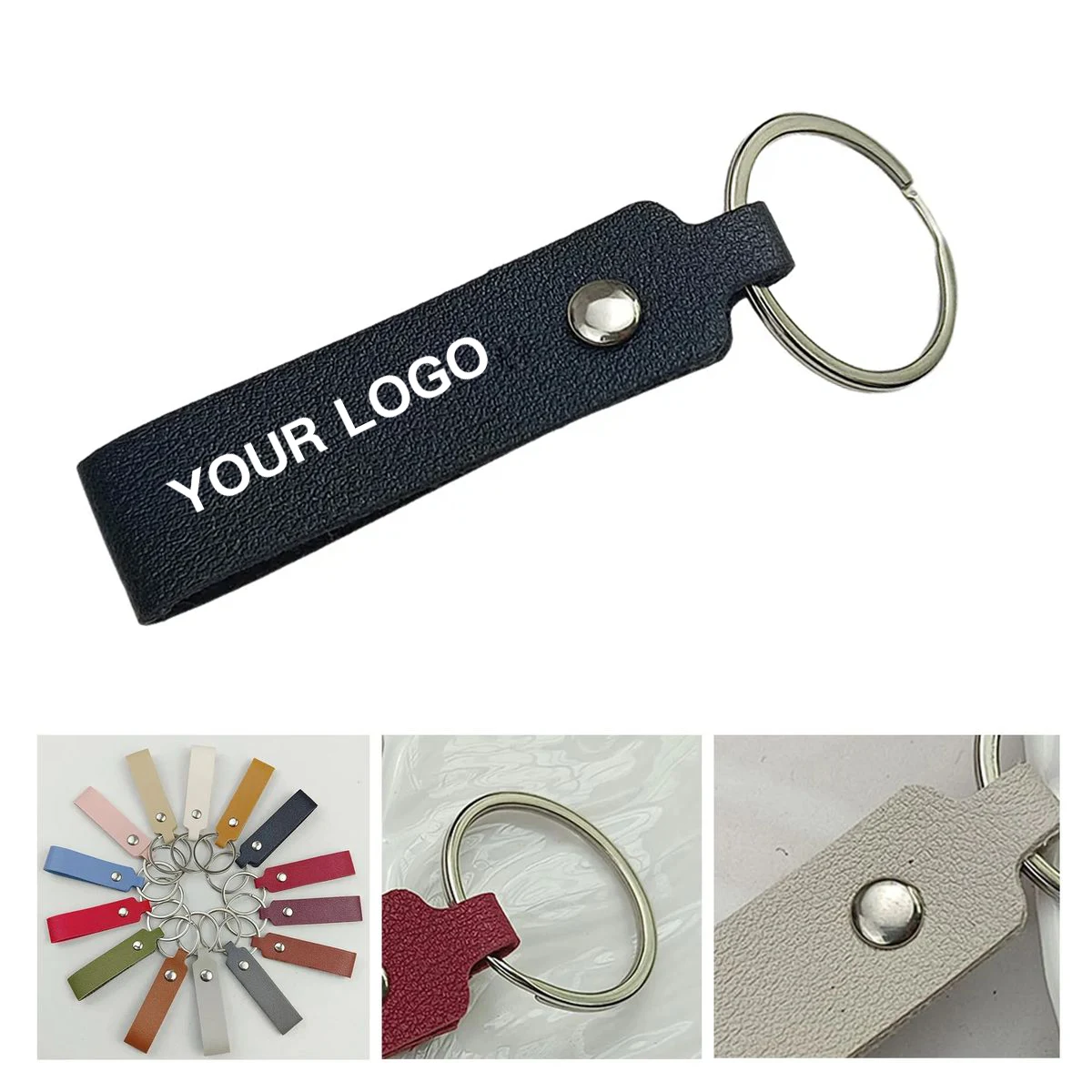 Portable Striped Leather Keychain for Promotions 1