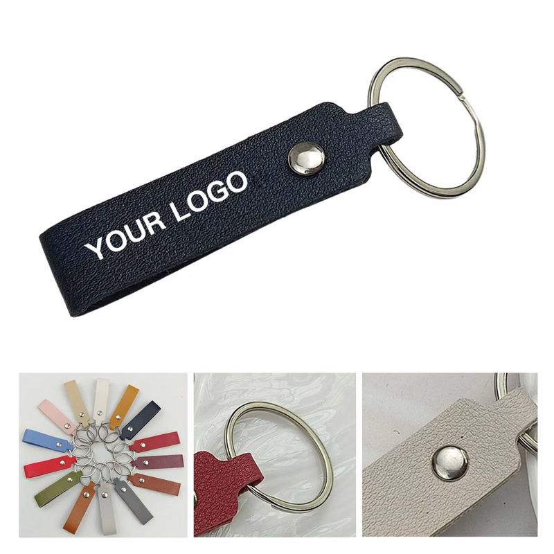 Portable Striped Leather Keychain for Promotions