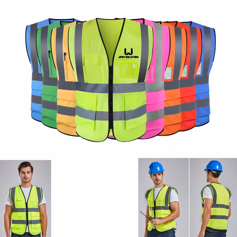 Safety Vest Reflective With Pockets And Zipper