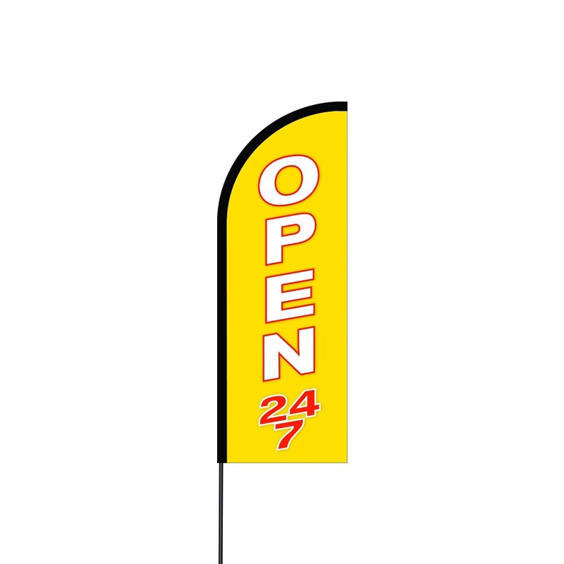 Open 24/7 Flag Kit 11' Feet Feather Flag Sign Outdoor Banner