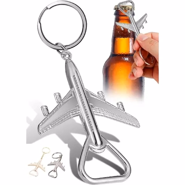 Custom Metal Airplane Bottle Opener Keychain — Durable Aviation Themed Giveaway