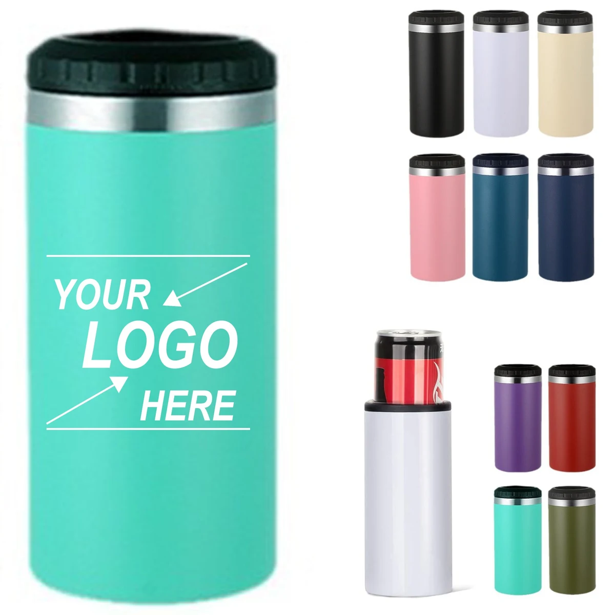 12oz Slim Stainless Steel Can Cooler 1