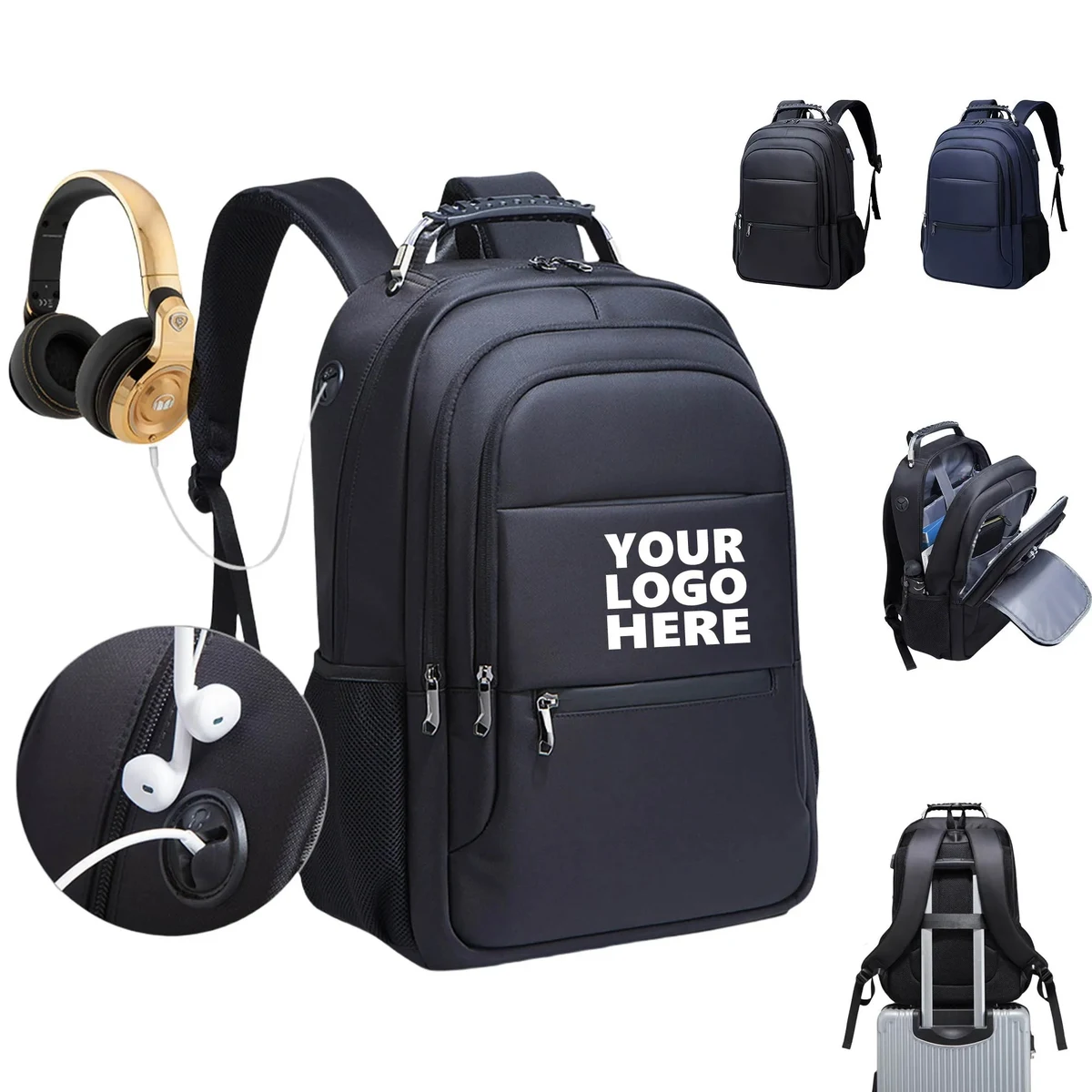 Customized Laptop Business Travel Backpacks With USB Port 1