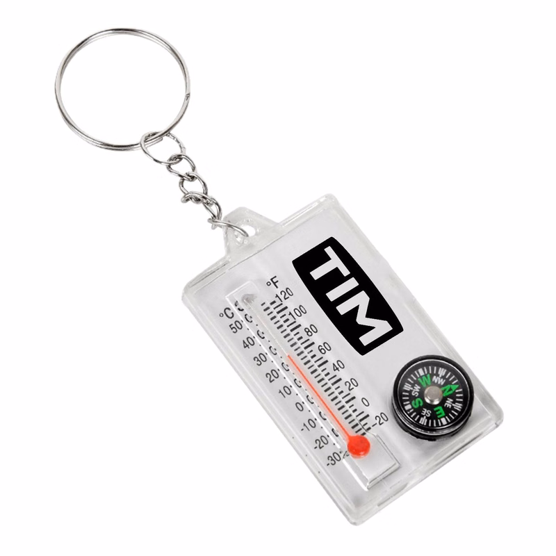Compass Thermometer Keychain w/ Wind Chill Chart