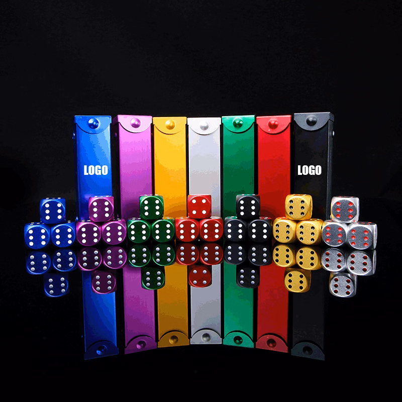 Portable Metal Dice with Case / 5Pcs Metal Dice Game Set with Metal Container