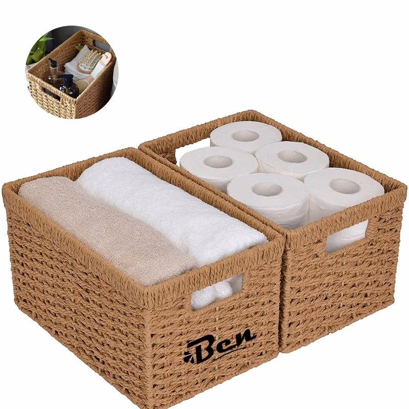 Large Wicker Storage Basket With Wooden Handles