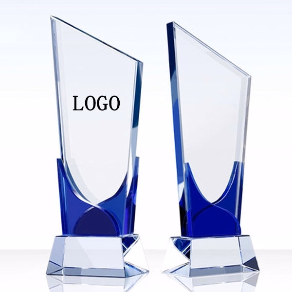 Crystal Blue Award Trophy For Business Gifts