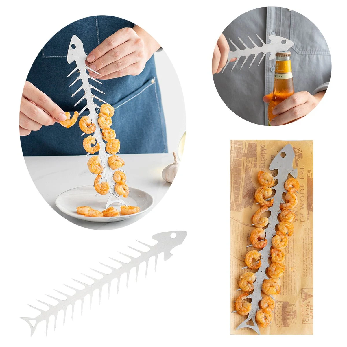 Stainless Steel Fishbone Shaped Barbecue Skewers 1