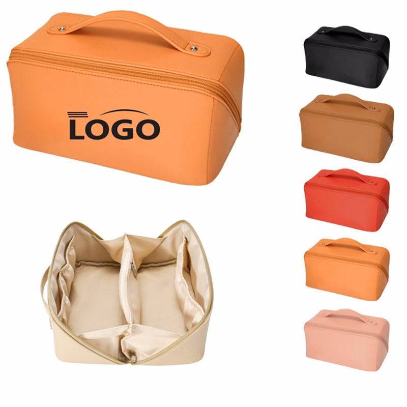 PU Travel Makeup Bag with 180?? Opening