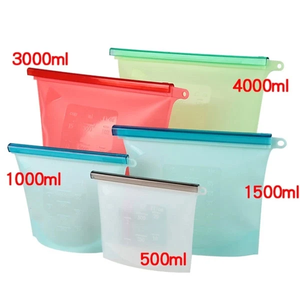 Reusable Silicone Food Bag With Plastic Slider 1