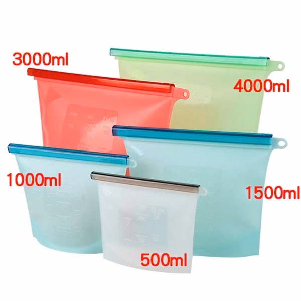 Reusable Silicone Food Bag With Plastic Slider