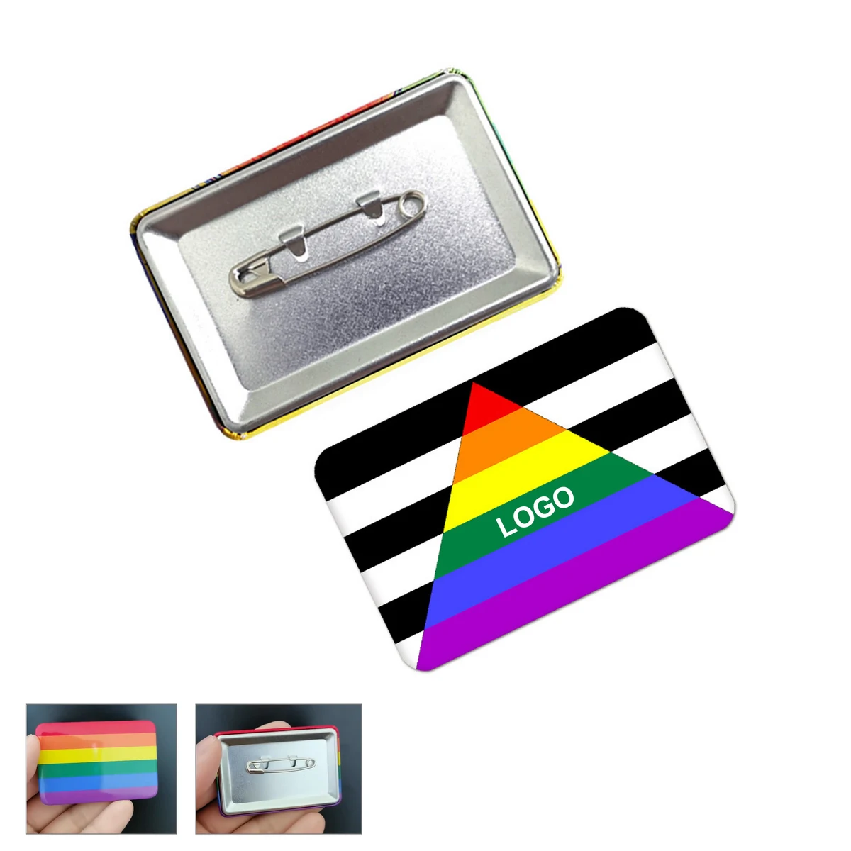 Rainbow Rectangle Button (direct import) 1