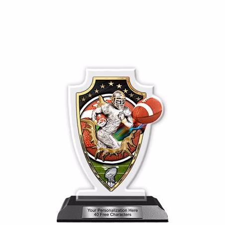 Acrylic Trophy: 6" Arrow Head, Football Field Desi