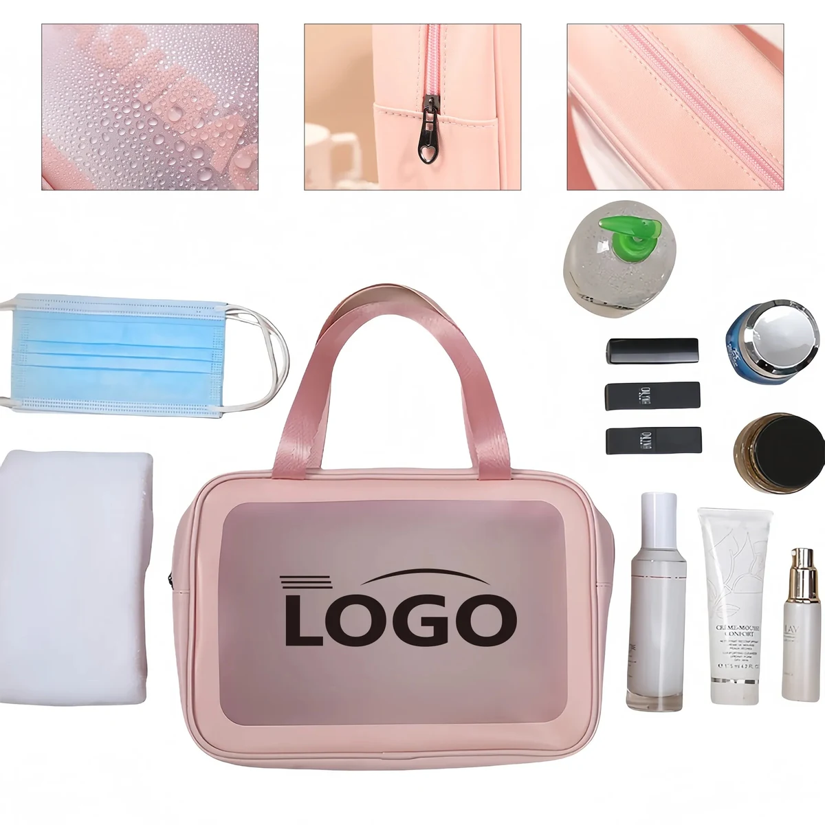 Large Capacity Semi-Transparent Matte Cosmetic Toiletry Bag 1