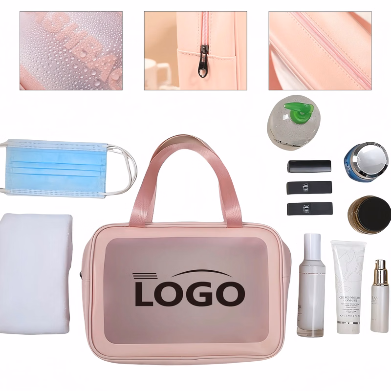 Large Capacity Semi-Transparent Matte Cosmetic Toiletry Bag