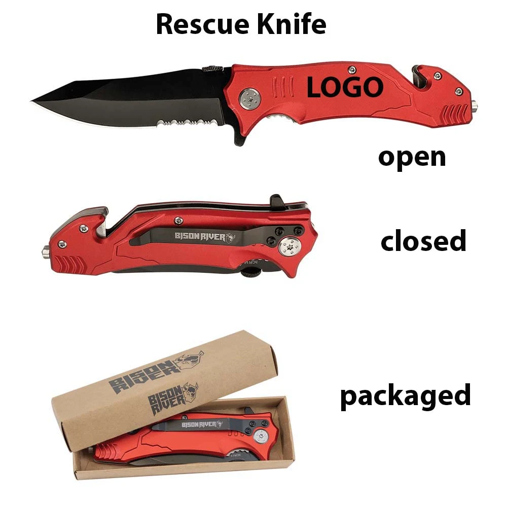 Red Anodized Aluminum Rescue Knife 1