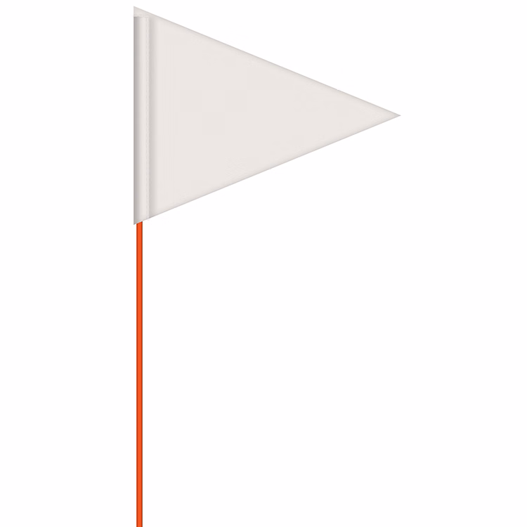 Solid Color White Pennant Field Flag w/Orange Staff