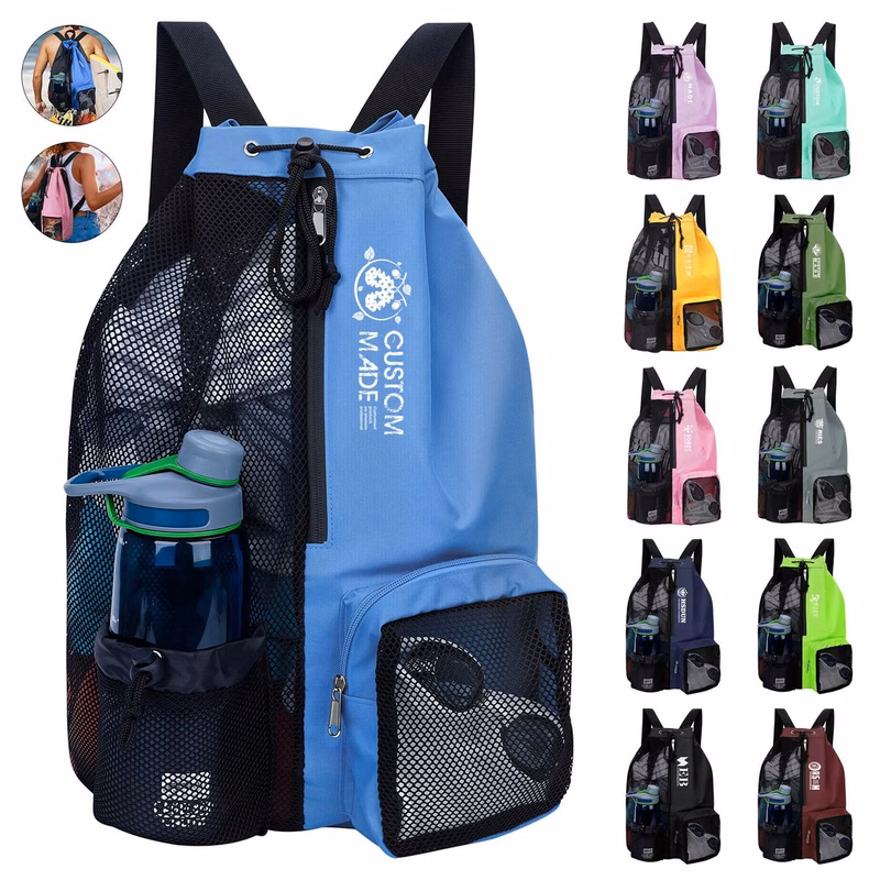 Mesh Beach Drawstring Backpack