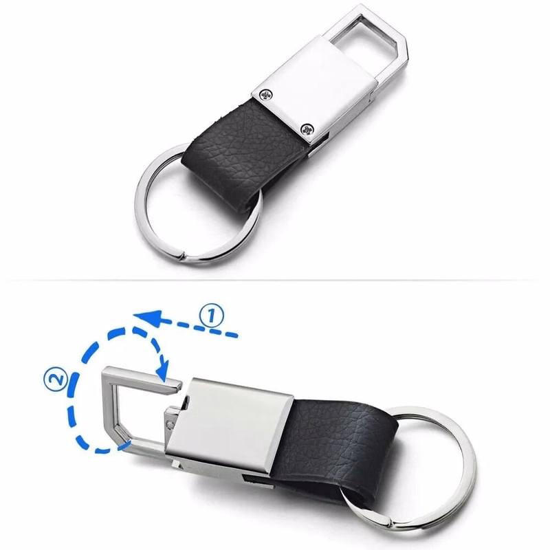 PU Leather Strap Metal Clip-On Keychain