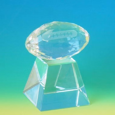 CRYSTAL FOOTBALL  W/ TALL BASE - MEDIUM
