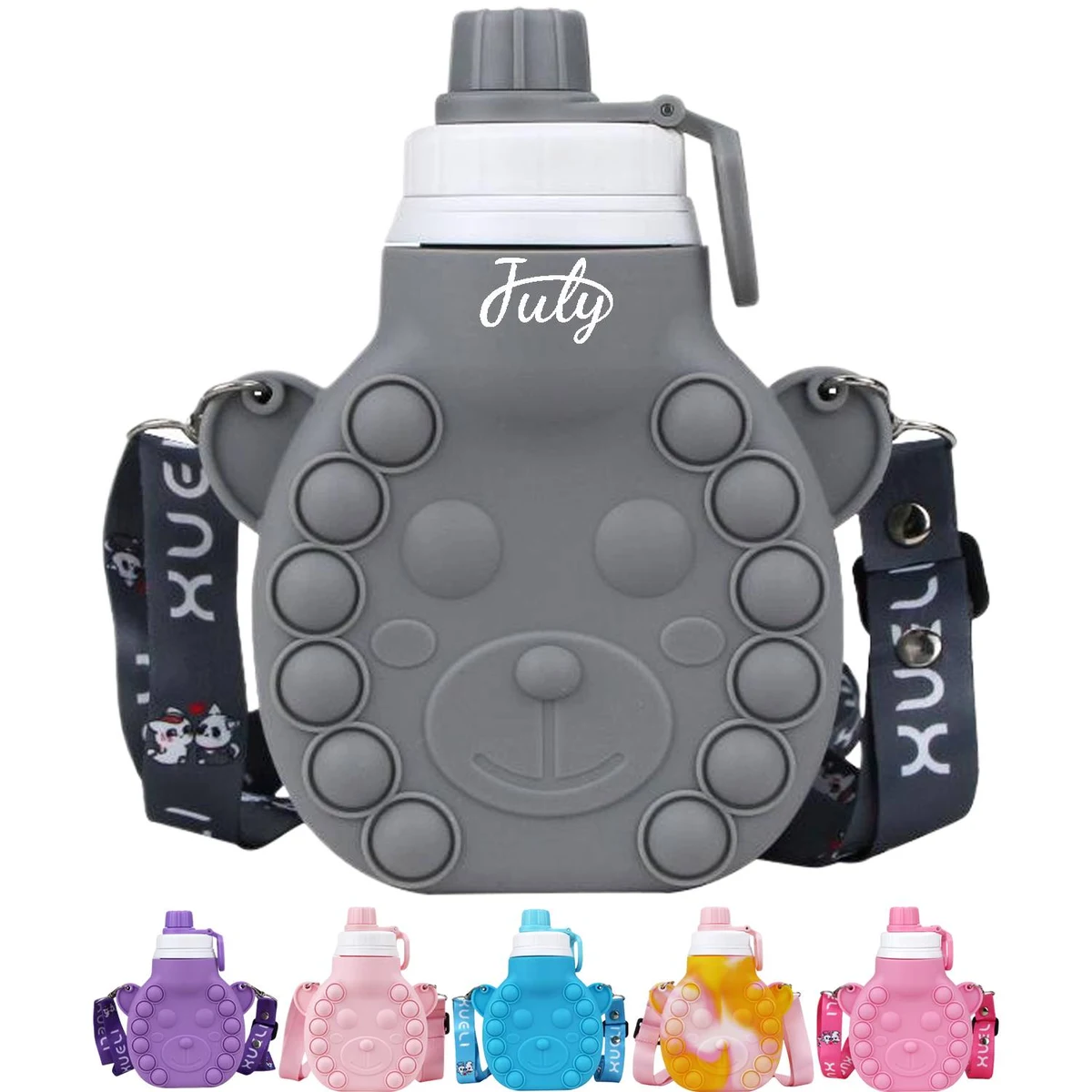 16oz Kids Silicone Water Bottle w/ Strap 1