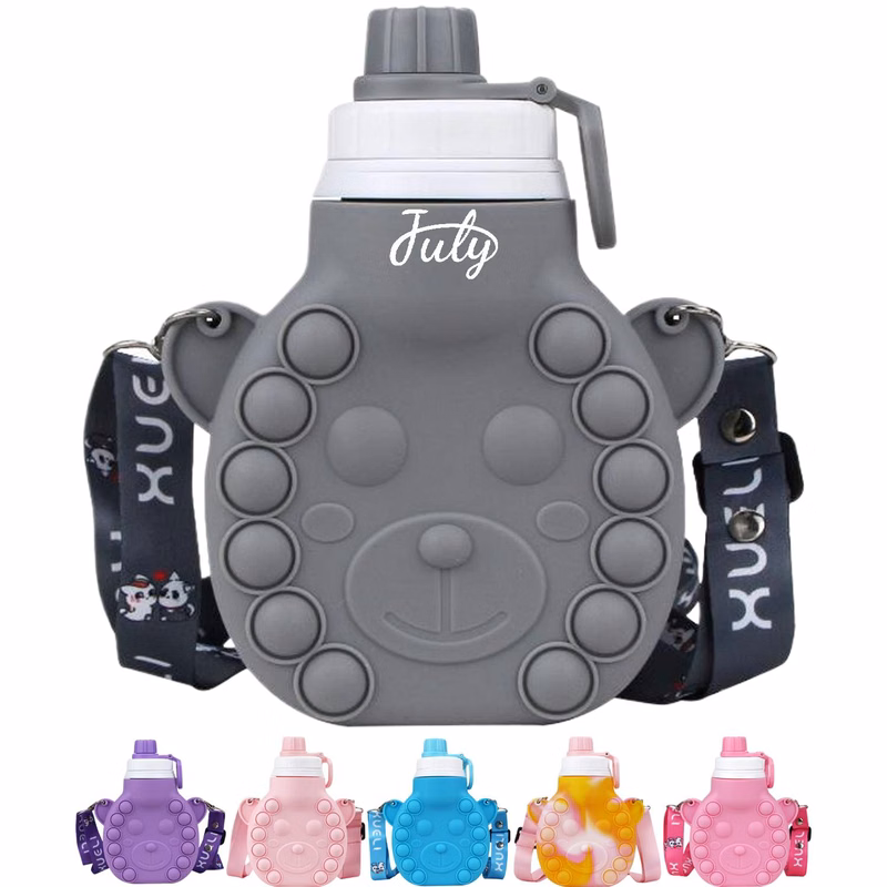 16oz Kids Silicone Water Bottle w/ Strap