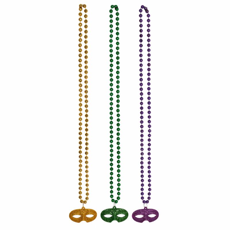 Beads w/Glittered Mask Medallion