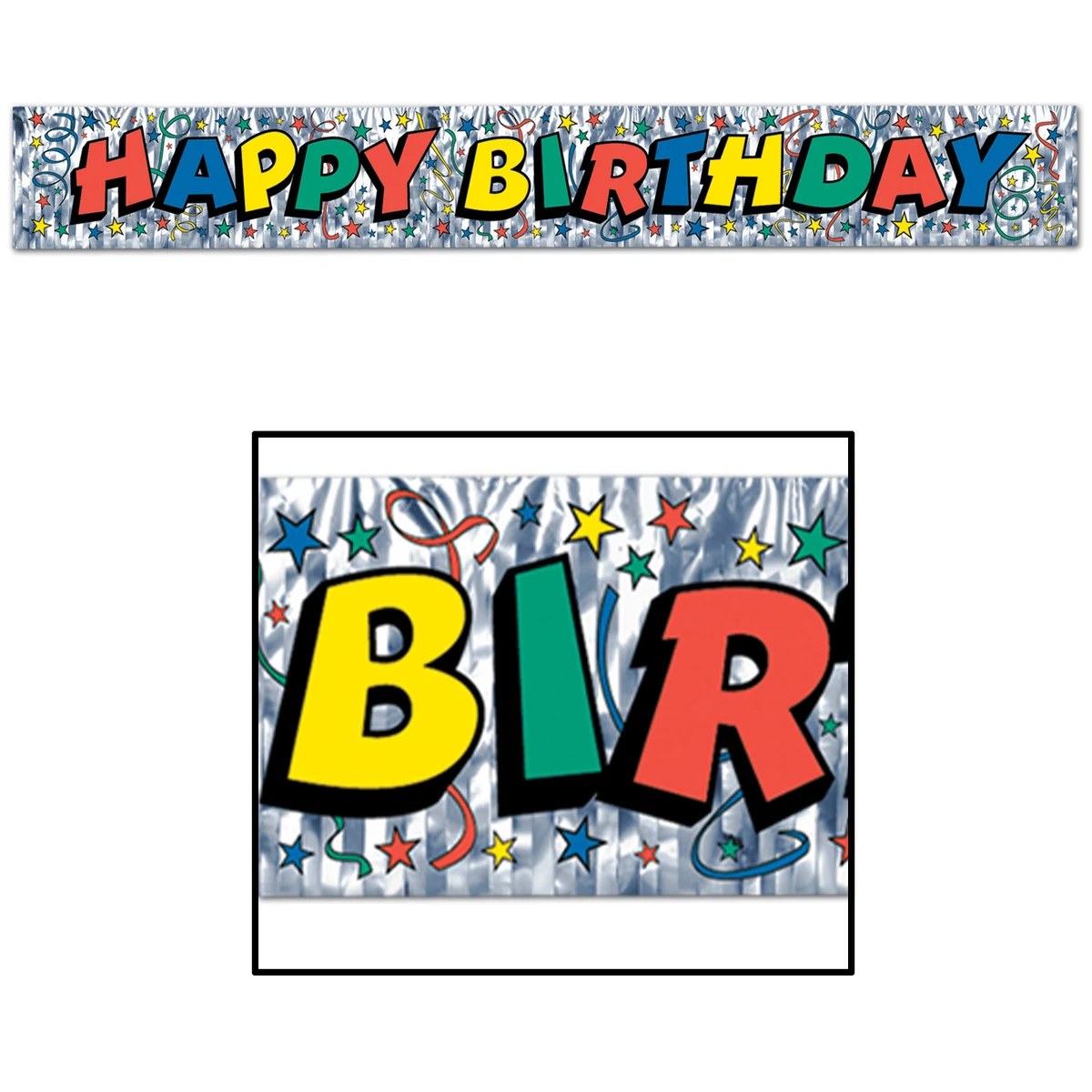 Metallic Silver Happy Birthday Fringe Banner 1