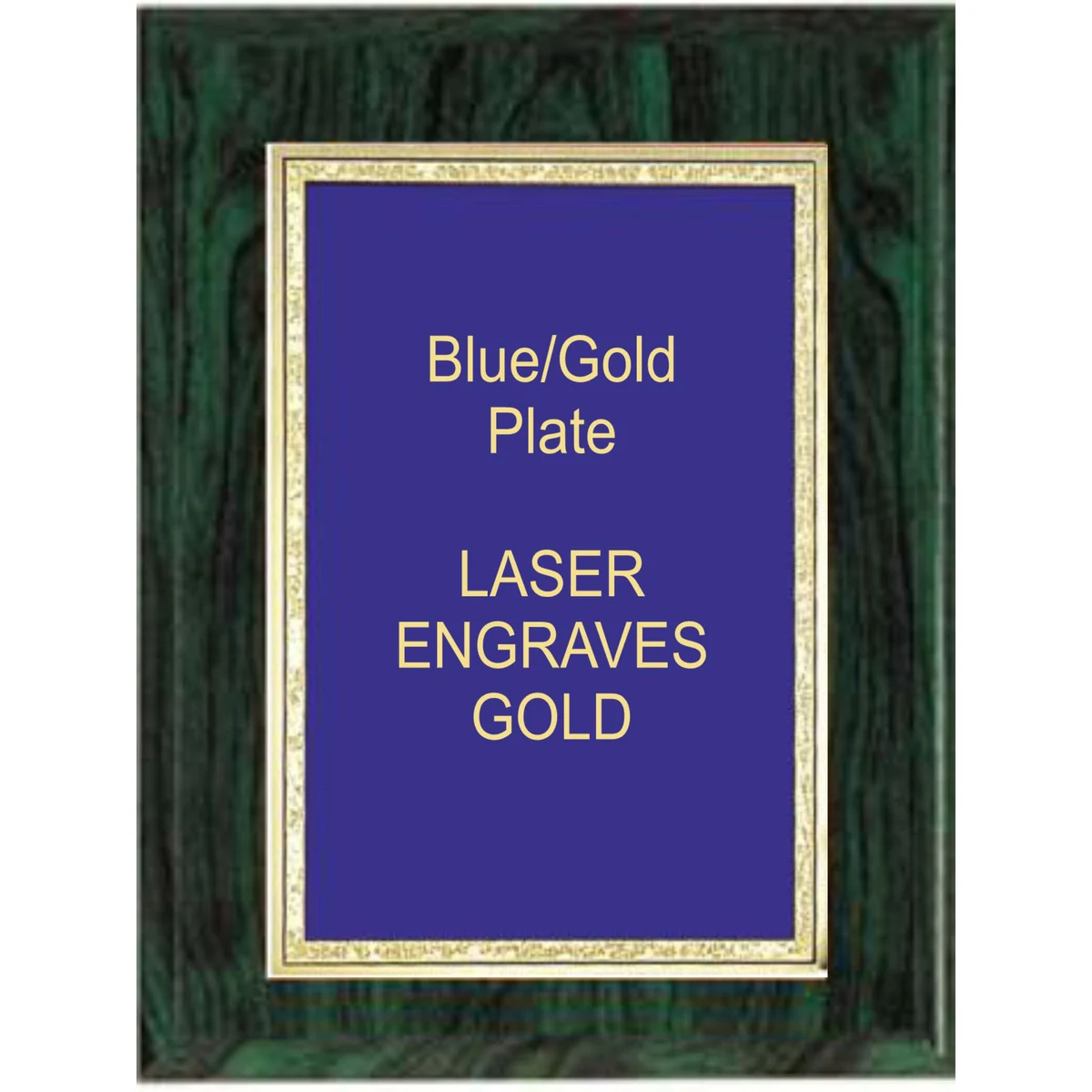 5" x 7" Green Woodgrain Plaque with a Blue Florentine Plate 1
