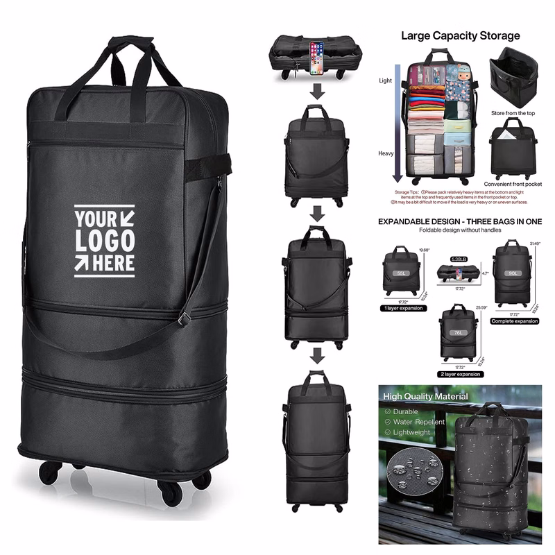 Men Women Suitcase Collapsible Rolling Travel Expandable Foldable Luggage Duffel Bag