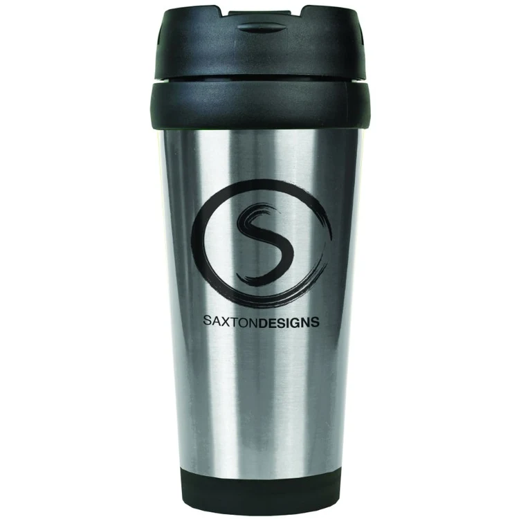 16 oz. Silver Laser Engraved Stainless Steel Travel Mug 1