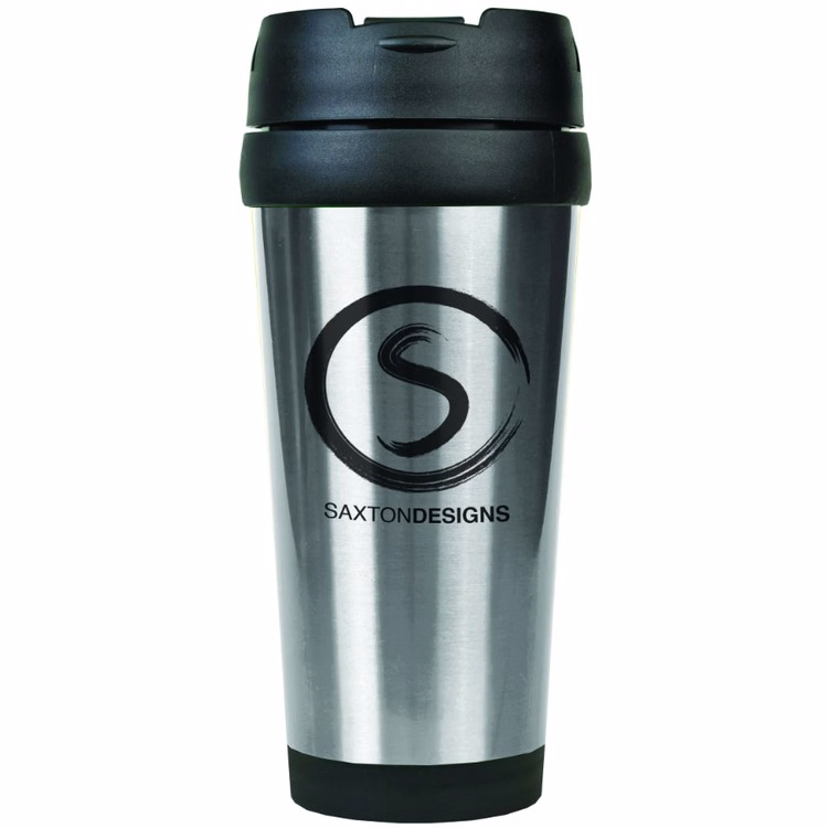 16 oz. Silver Laser Engraved Stainless Steel Travel Mug