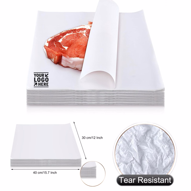 16 x 12 Inches Sublimation White Disposable Square Meat Sheet Precut No Wax Butcher Paper