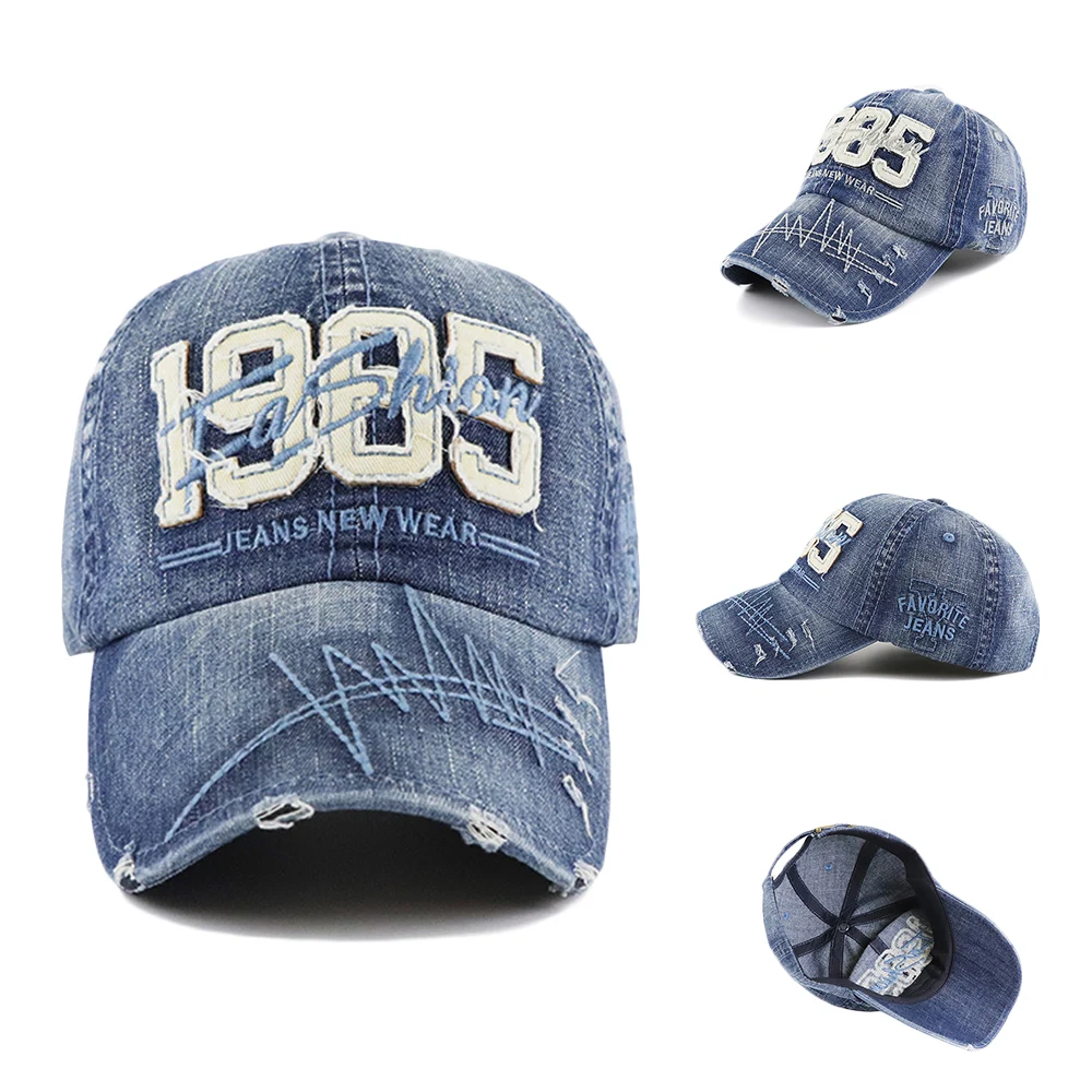 Retro Jeans Prewashed Denim Cotton Cap - Adult 1