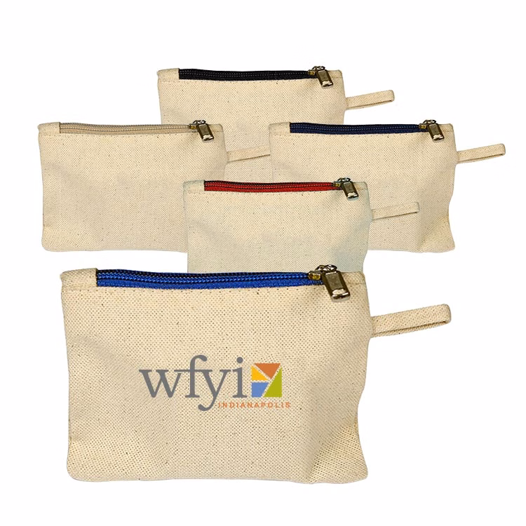 12 oz. 100% Cotton Canvas Card Pouch w/Color Zipper