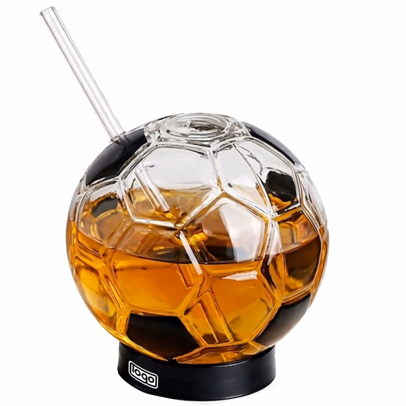 Soccer Ball Shaped Clear Tumbler with Straw