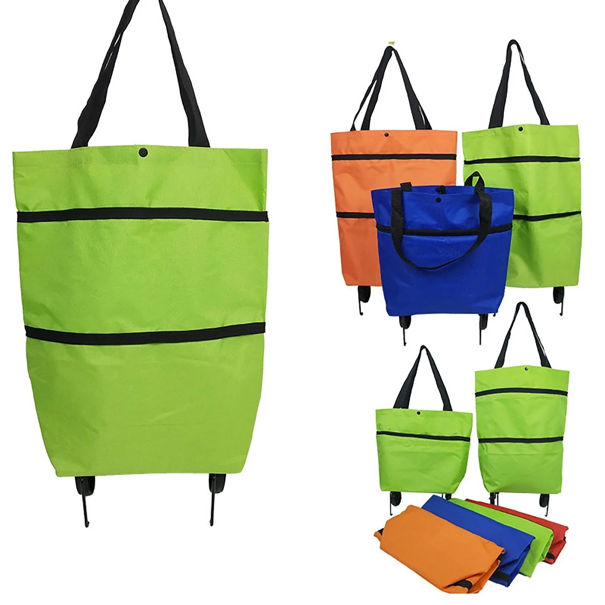 Folding Shopping Bag Collapsible Trolley With Wheels 1