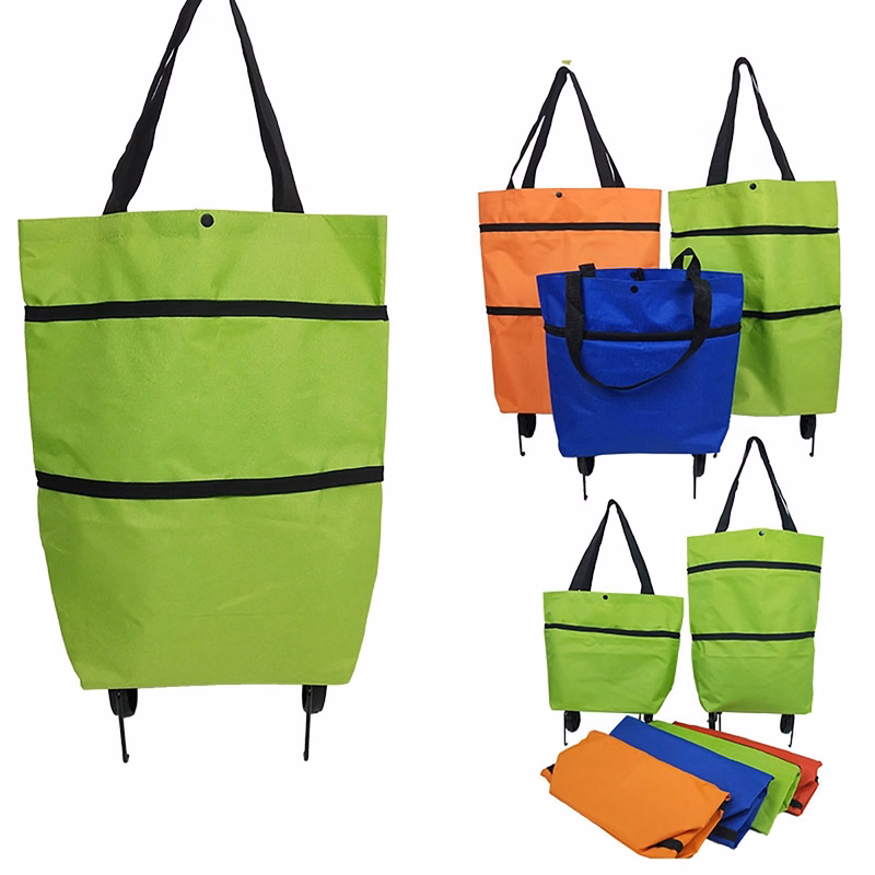 Folding Shopping Bag Collapsible Trolley With Wheels