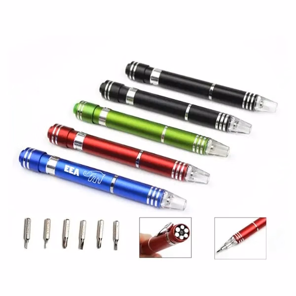 Custom 5" Aluminum 8-in-1 Multi-Tool Screwdriver with LED Light — Portable Utility