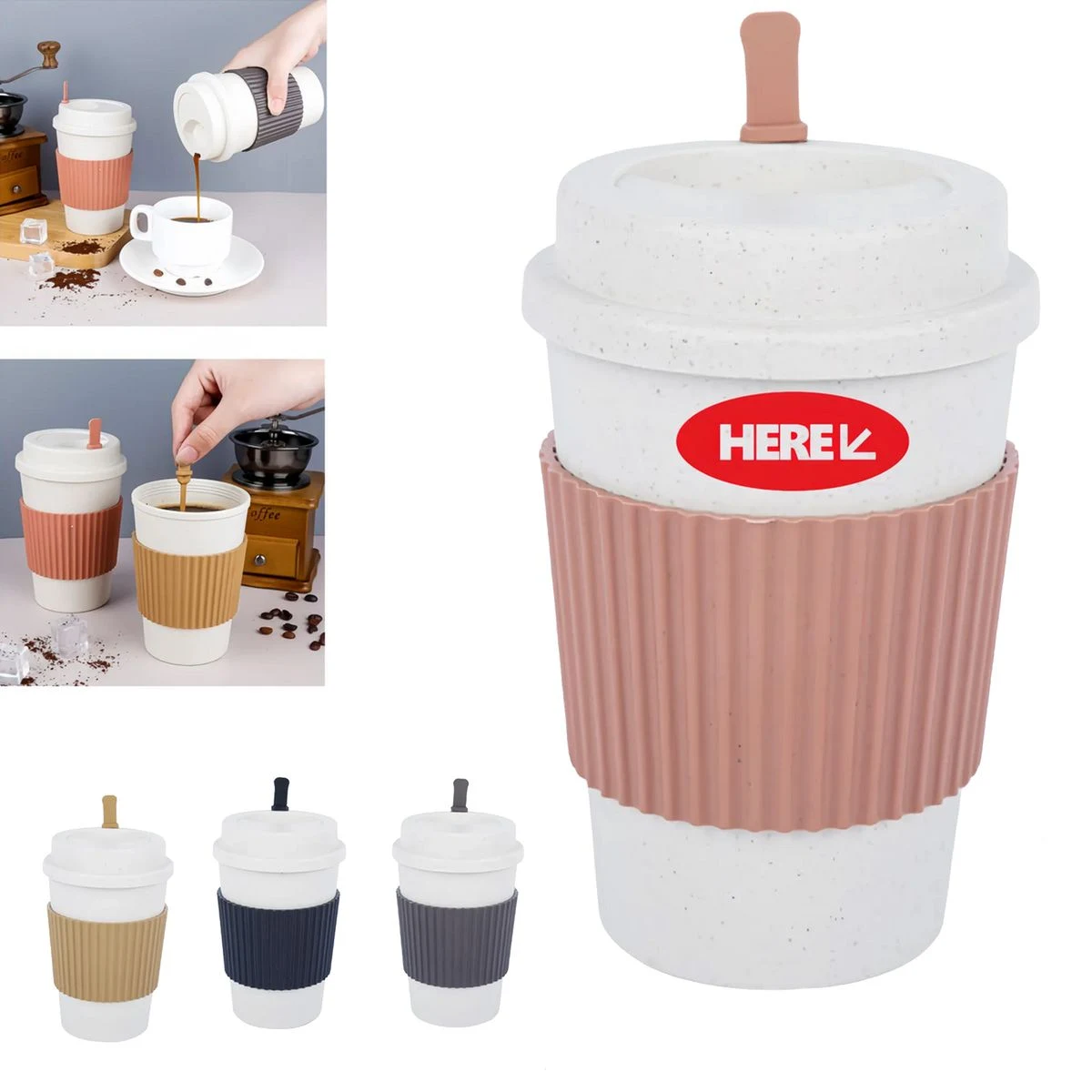 Customizable 16 oz Wheat Straw Eco-Friendly Coffee Cup 1