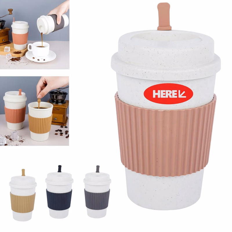 Customizable 16 oz Wheat Straw Eco-Friendly Coffee Cup