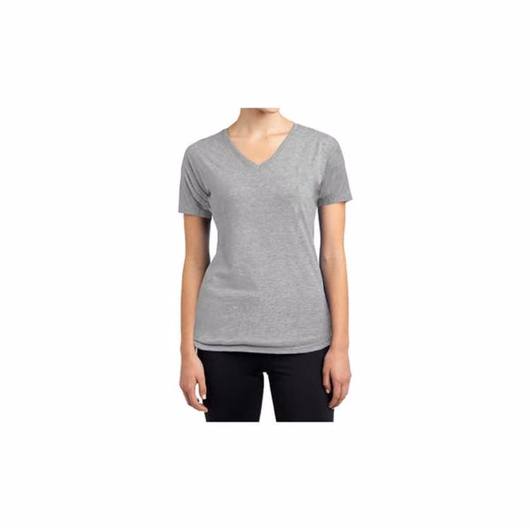 Women's V-Neck Fitted Tees - Heather Gray Medium Cotton Short Sleeve