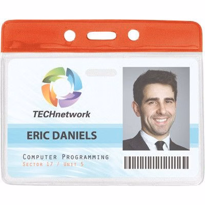 Vinyl Horizontal Top Load Badge Holder (4.10"x 3.5")(Red)