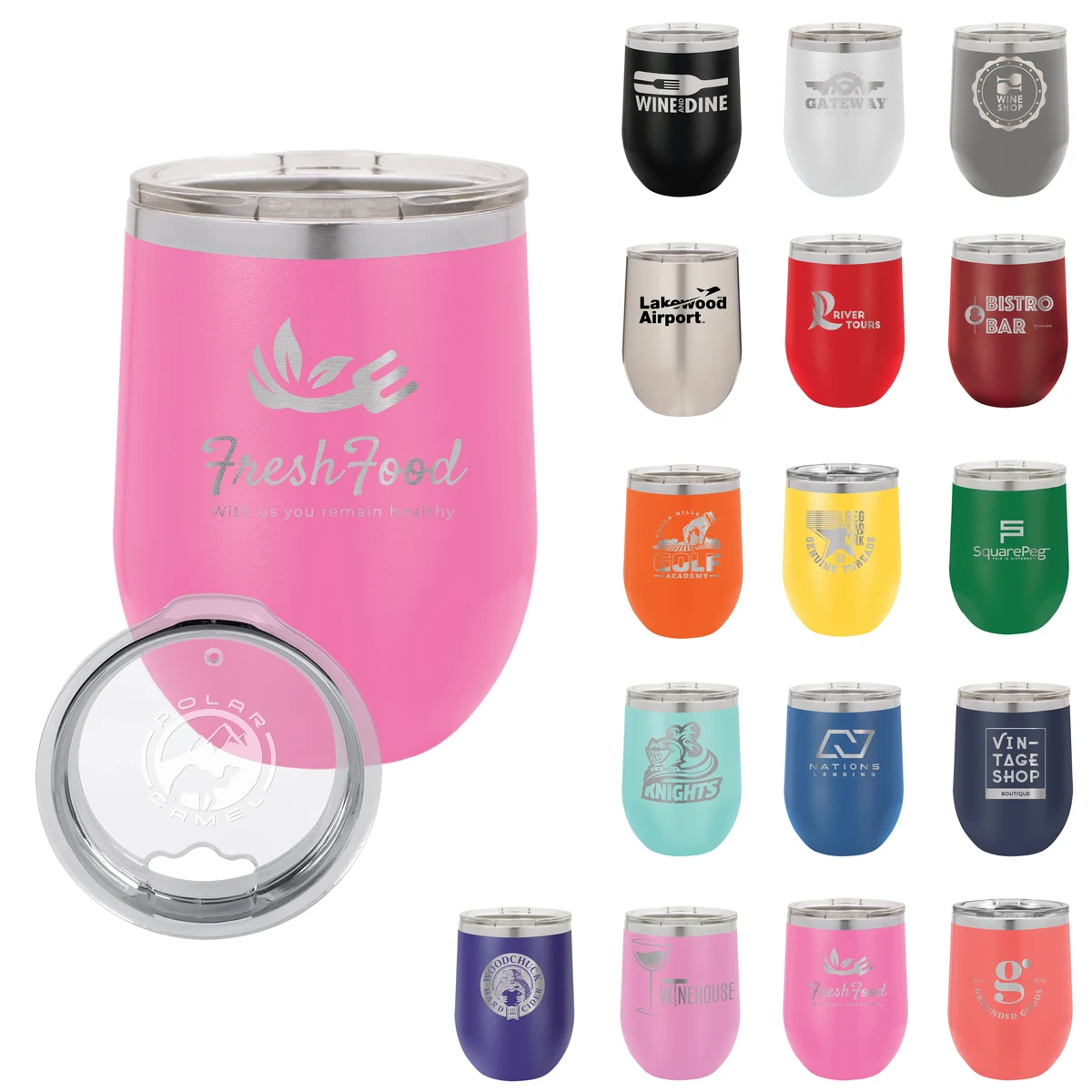 Polar Camel 12 Oz. Stainless Steel Stemless Wine Tumbler 1