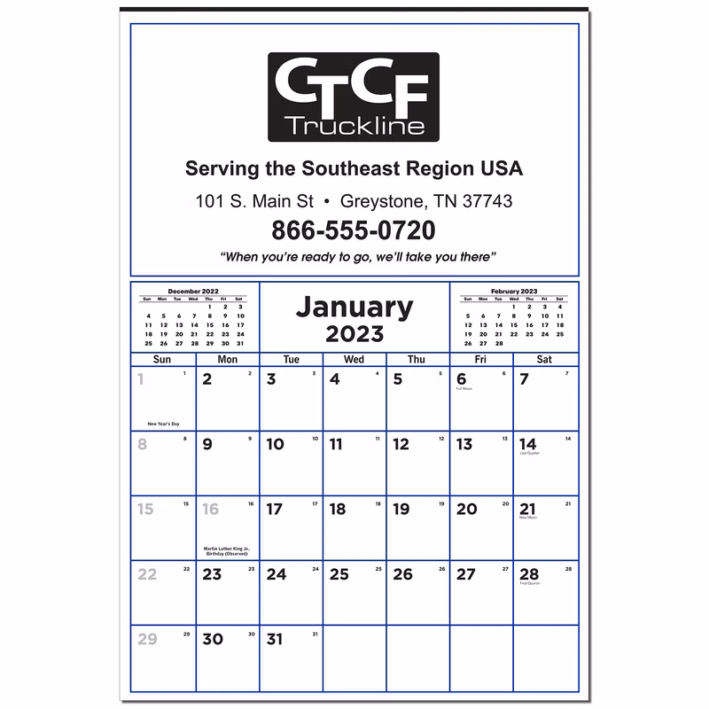 Economy 12 Sheet Contractor Wall Calendar