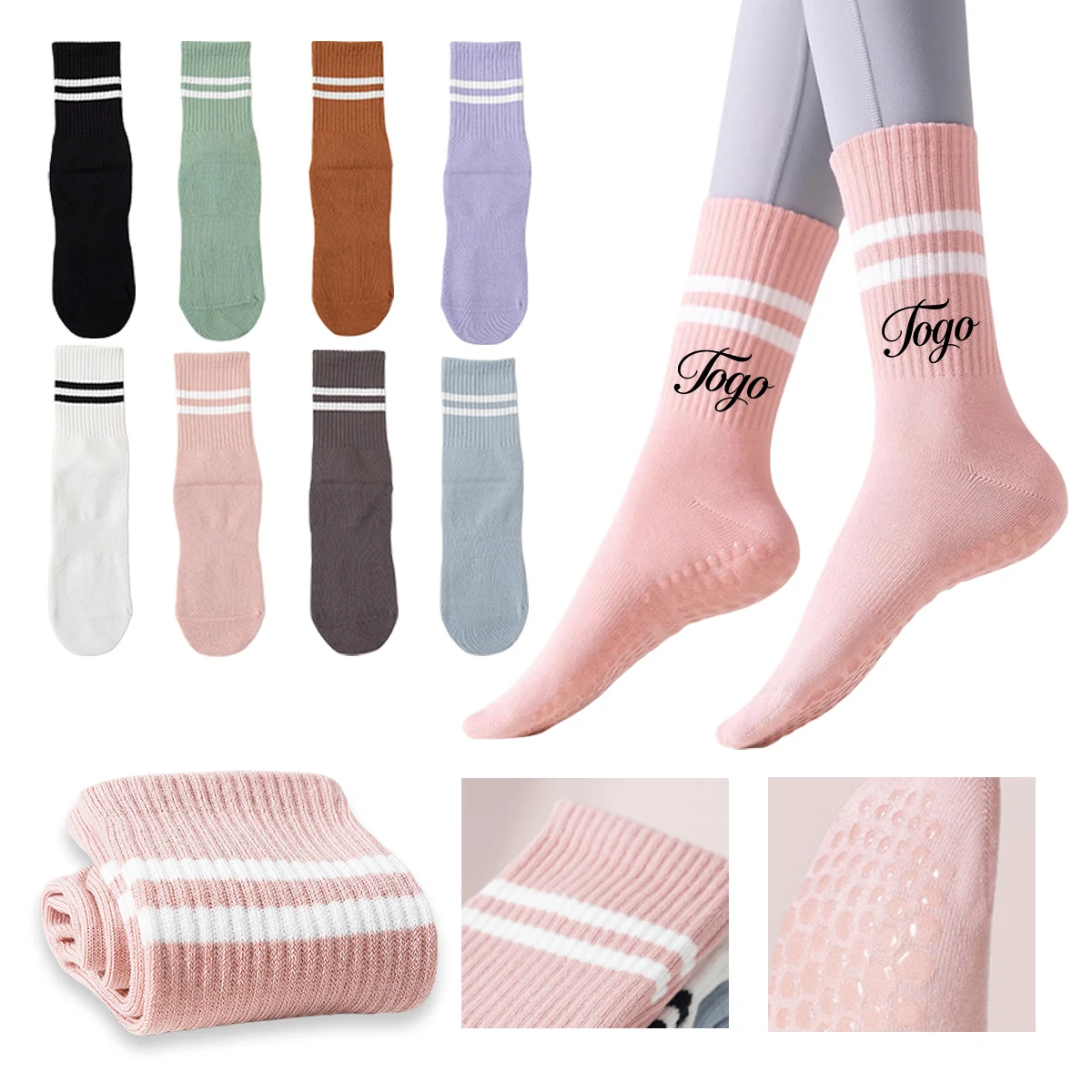 Mid-Calf Cotton Non-Slip Silicone Sports Socks 1