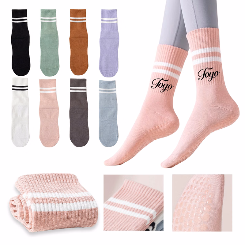Mid-Calf Cotton Non-Slip Silicone Sports Socks