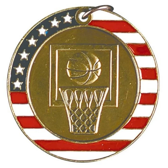 Basketball Stars & Stripes Medal, 2" 1